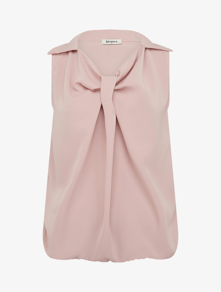 Top droit uni à col V - Vieux rose - 1