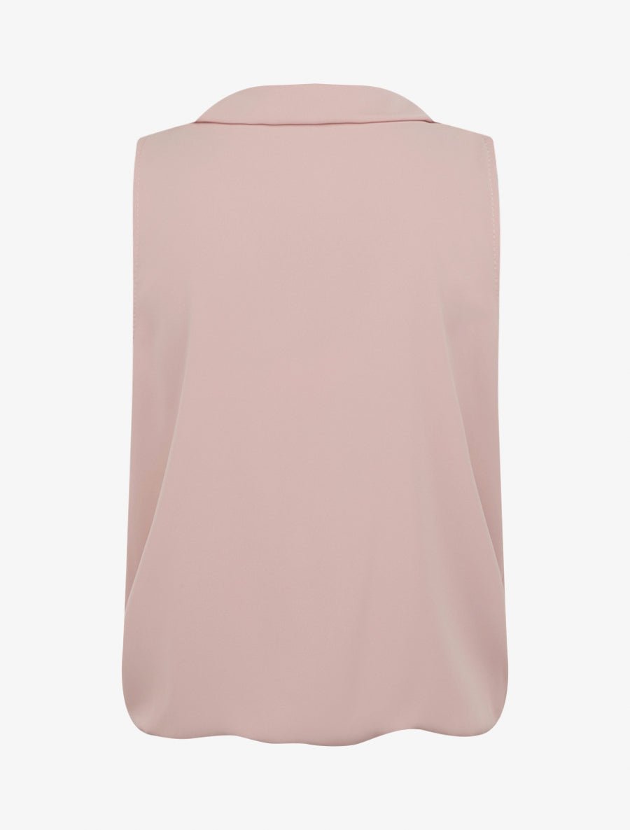 Top droit uni à col V - Vieux rose - 2