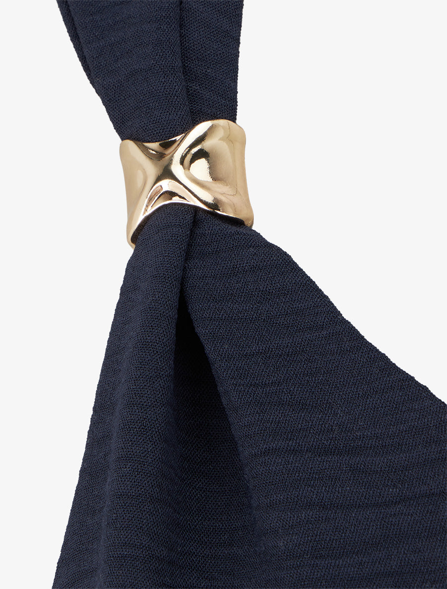 Robe longue à pans à nouer - Bleu nuit - 3