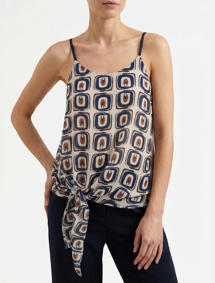Camiseta sin mangas con estampado gráfico para atar - Marine