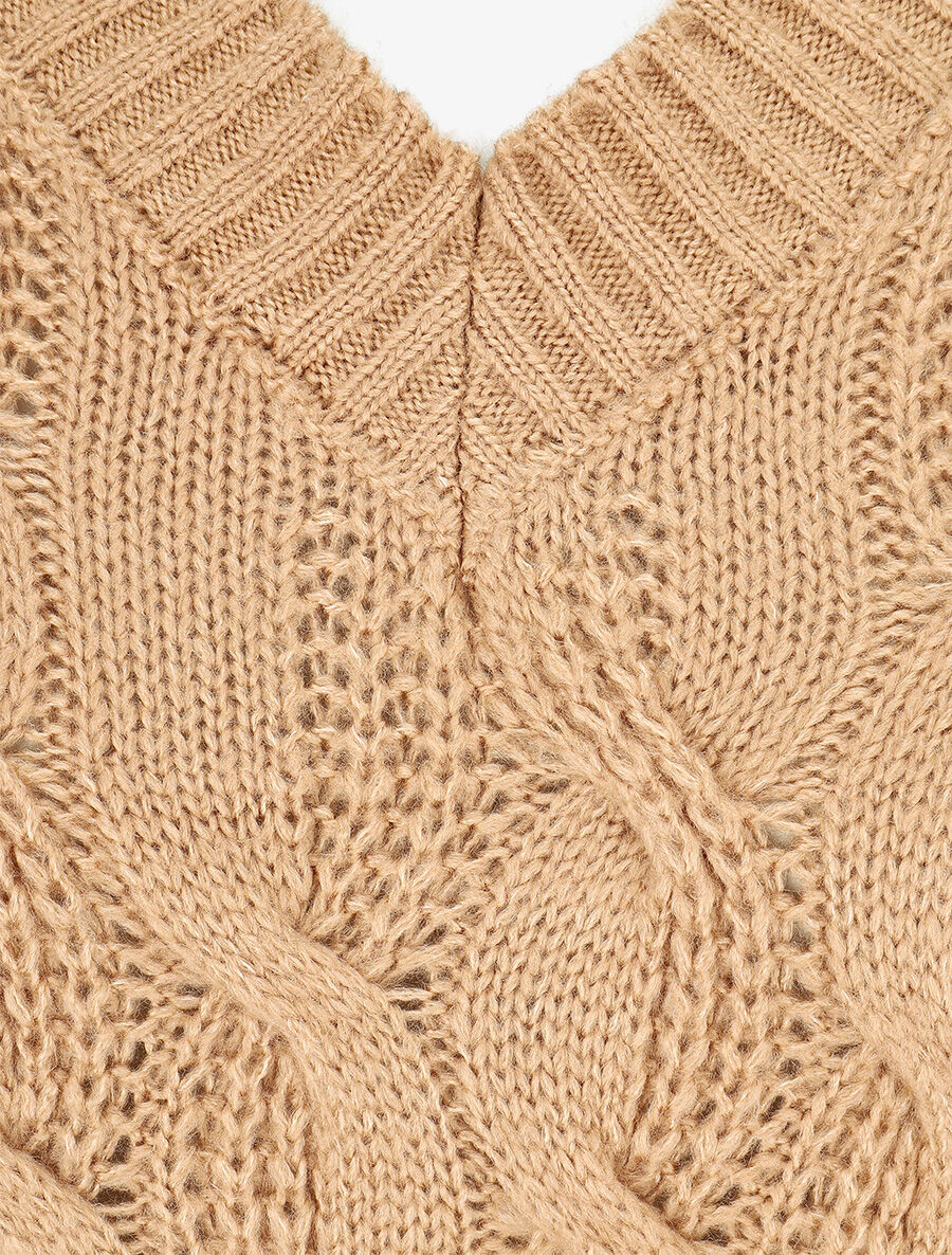 Pull en maille torsadée - Beige - 3