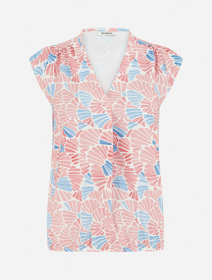 Top boule sans manches à imprimé mosaïque - Rose - 1