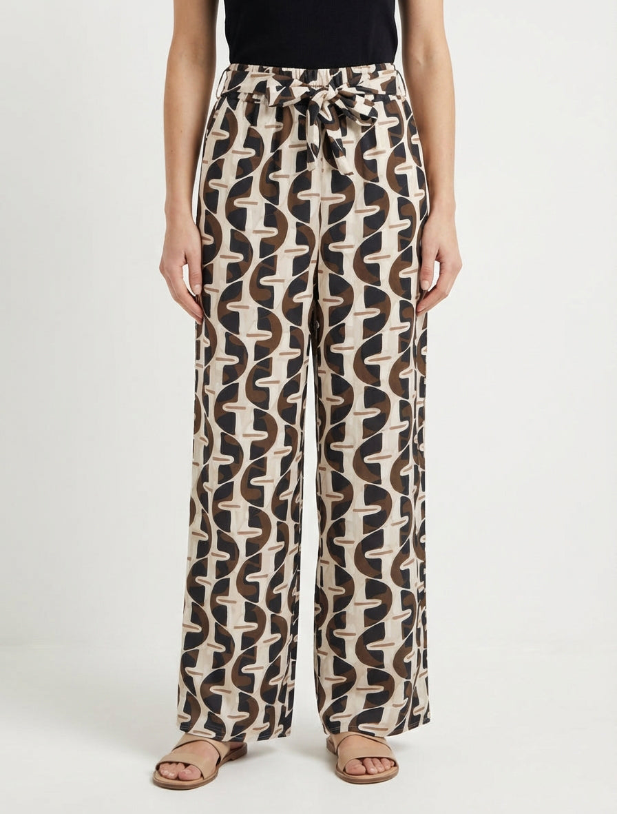 Pantalón elástico con estampado gráfico - Negro