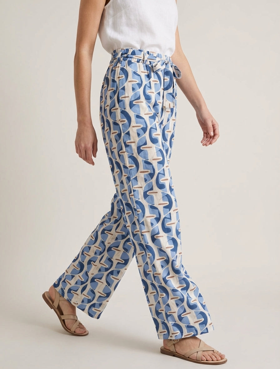 Pantalón elástico con estampado gráfico - Azul cielo