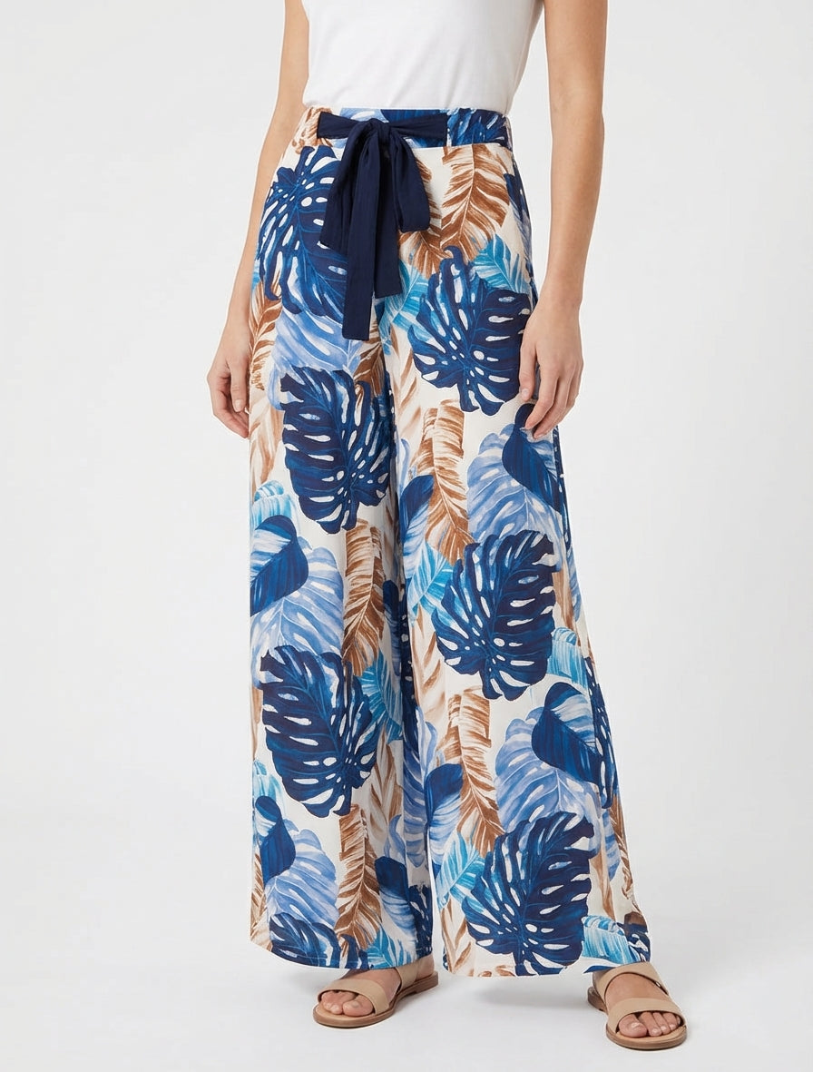 Pantalón holgado estampado tropical - Marine