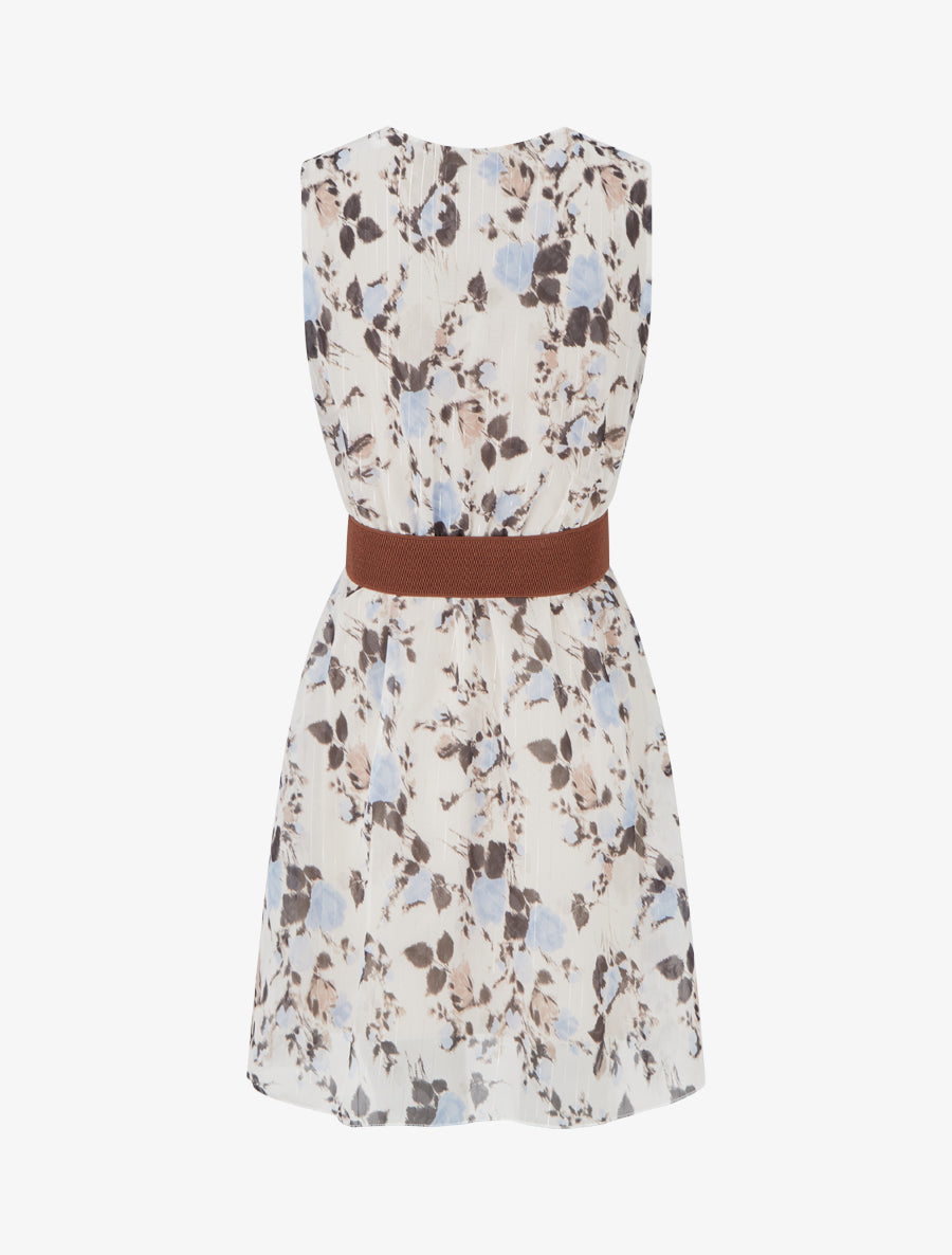 Robe imprimé fleuri à rayures irisés - Noir - 2