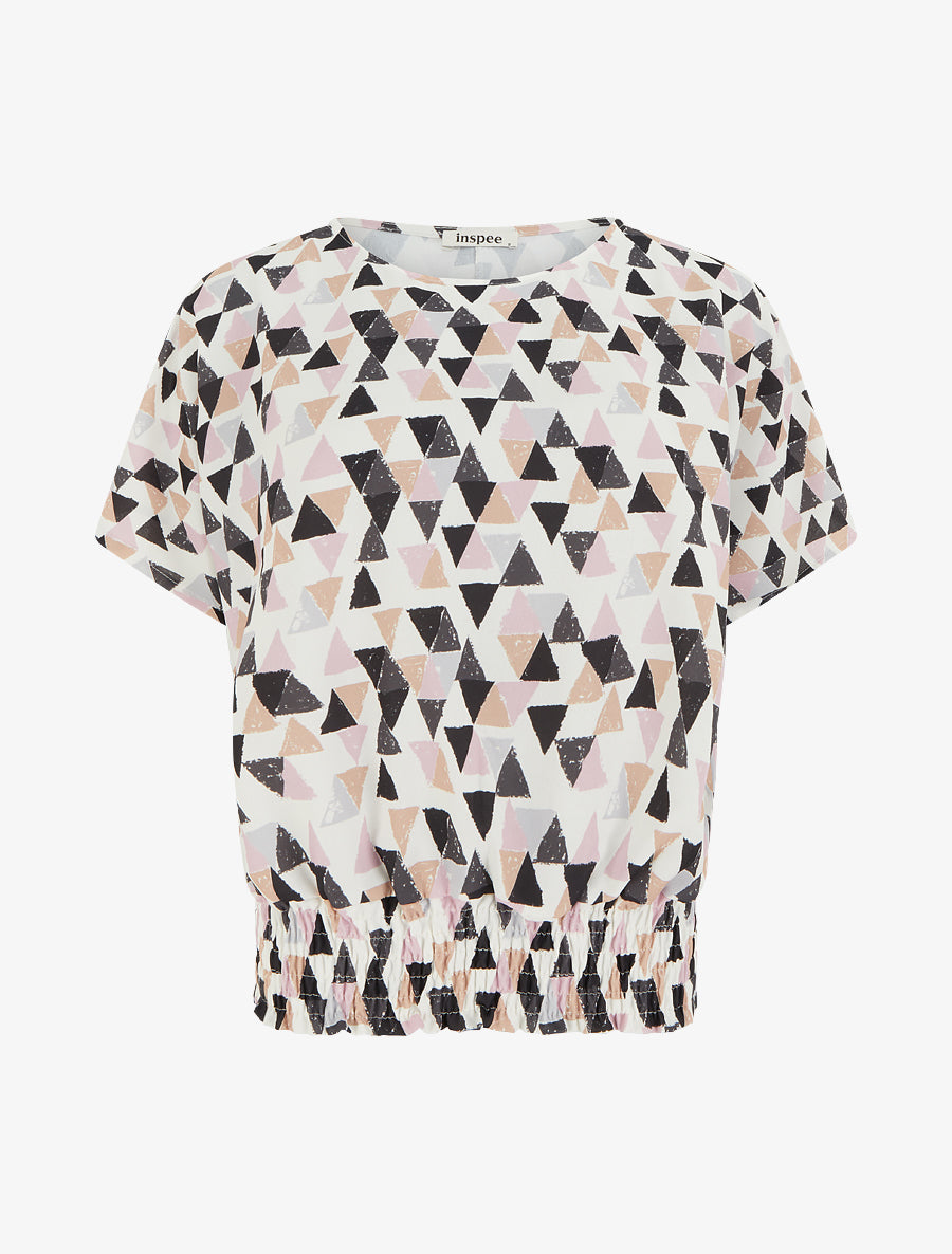 Top coupe boule imprimé triangles - Noir - 1