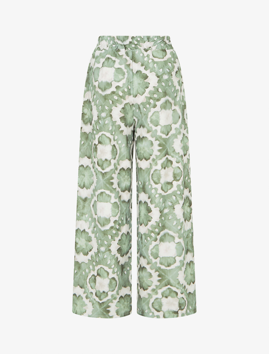 Pantalon élastiquée imprimé abstrait - Kaki - 2