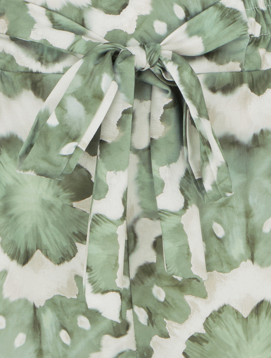 Pantalon élastiquée imprimé abstrait - Kaki - 3