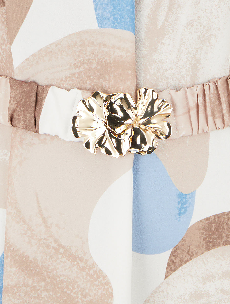 Robe droite ceinturée - Beige - 3