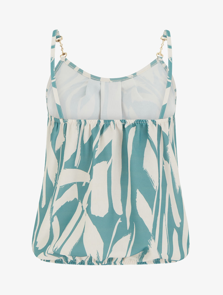 Camiseta de tirantes con estampado gráfico y tirantes joya - Verde agua