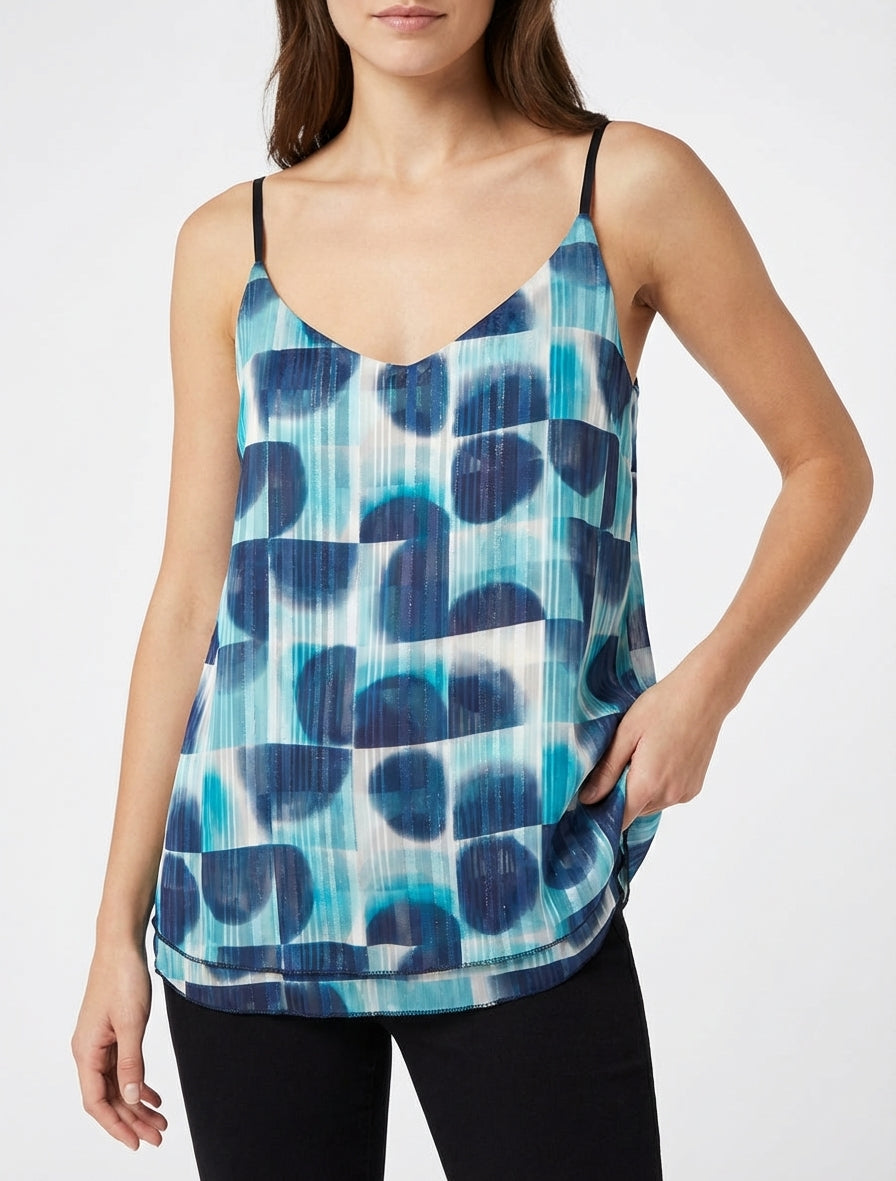 Chaqueta con estampado abstracto de rayas irisadas - Marine