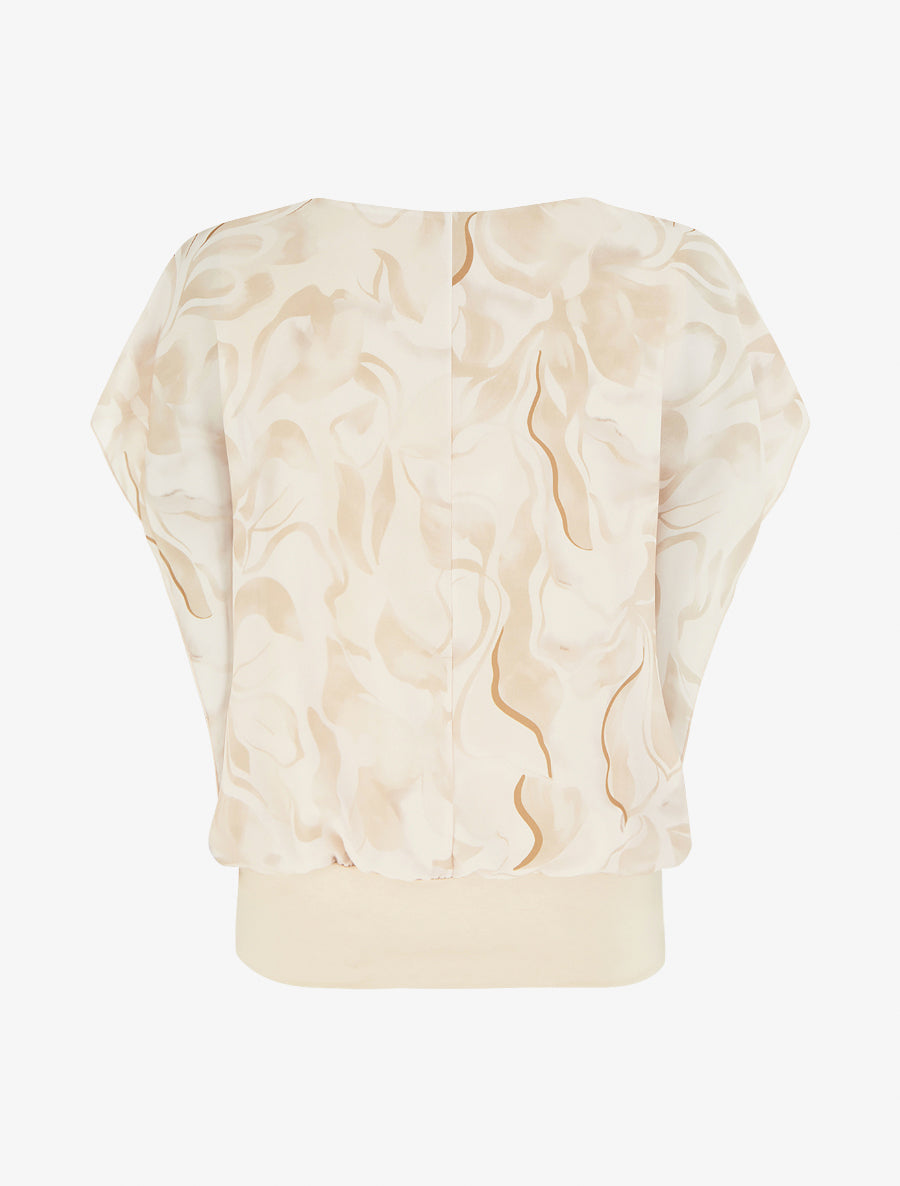 Top droit manches courtes imprimé floral - Beige - 2