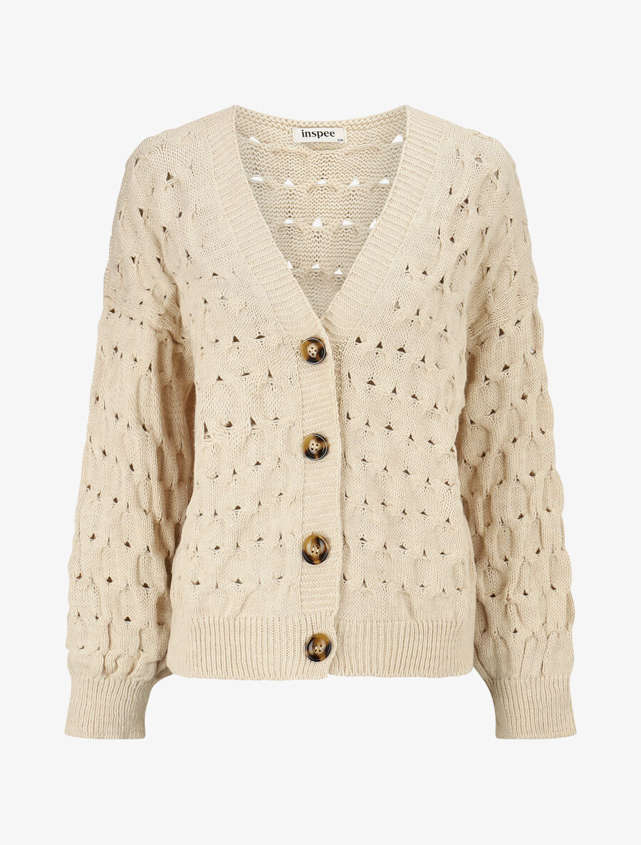 Gilet uni boutonné - Beige - 5