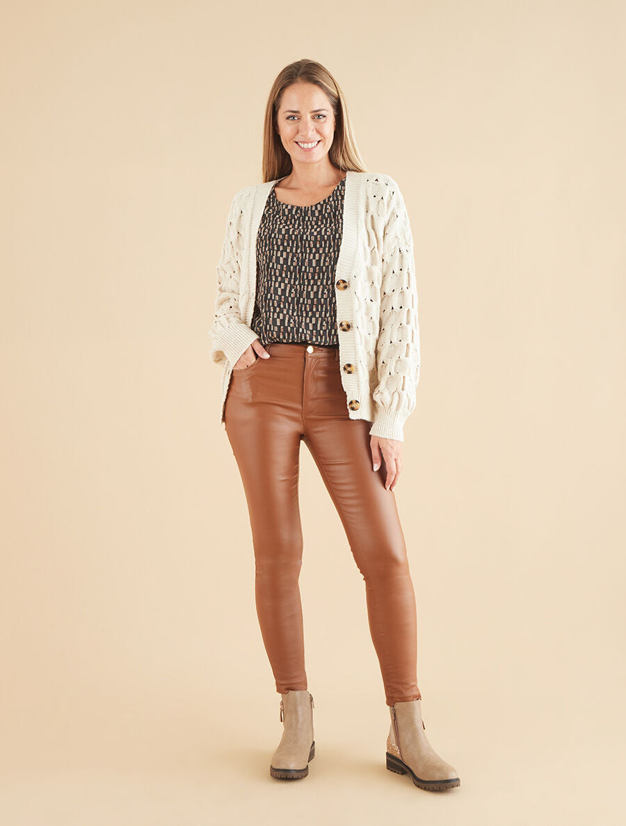 Gilet uni boutonné - Beige - 4