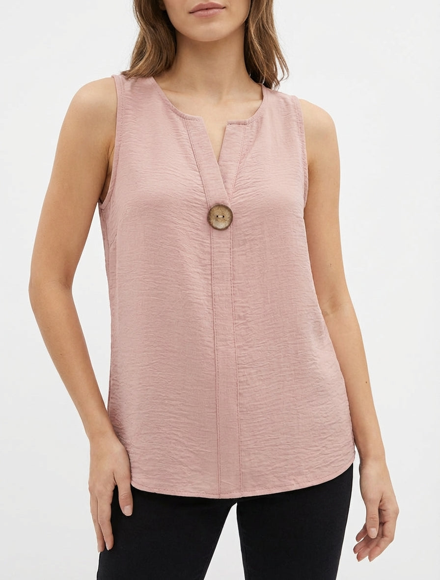 Top derecho sin mangas con botones - Rosa