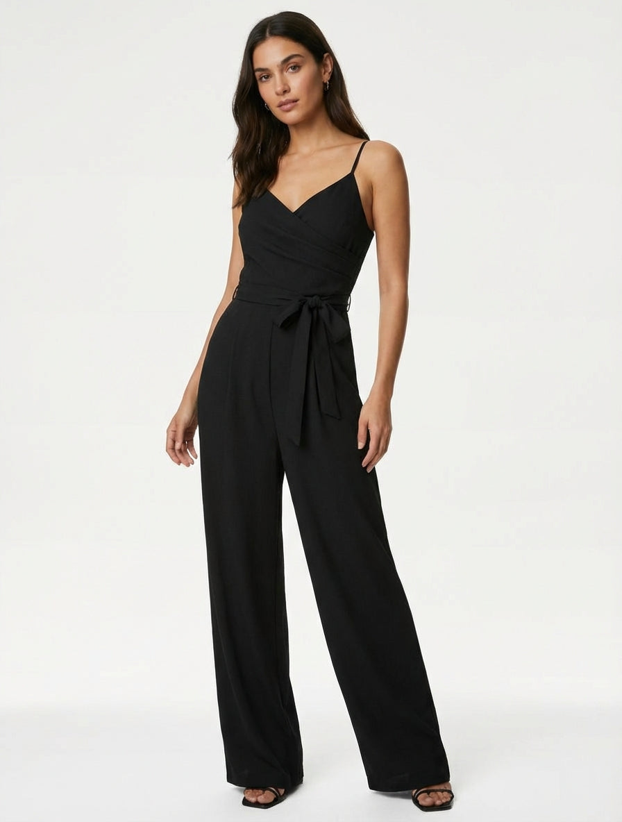 Combinaison recta con tirantes finos - Negro