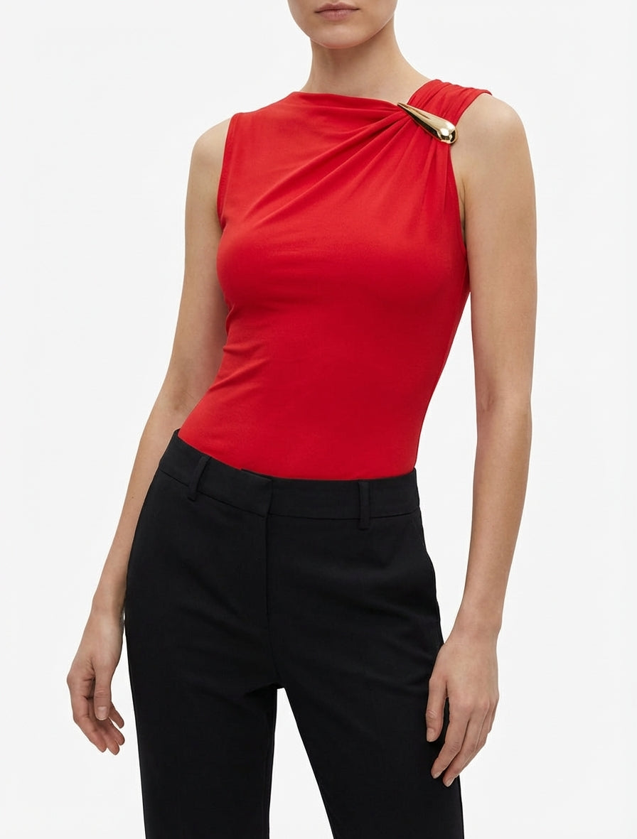Estiramiento corporal con incrustaciones de joyas - Rojo