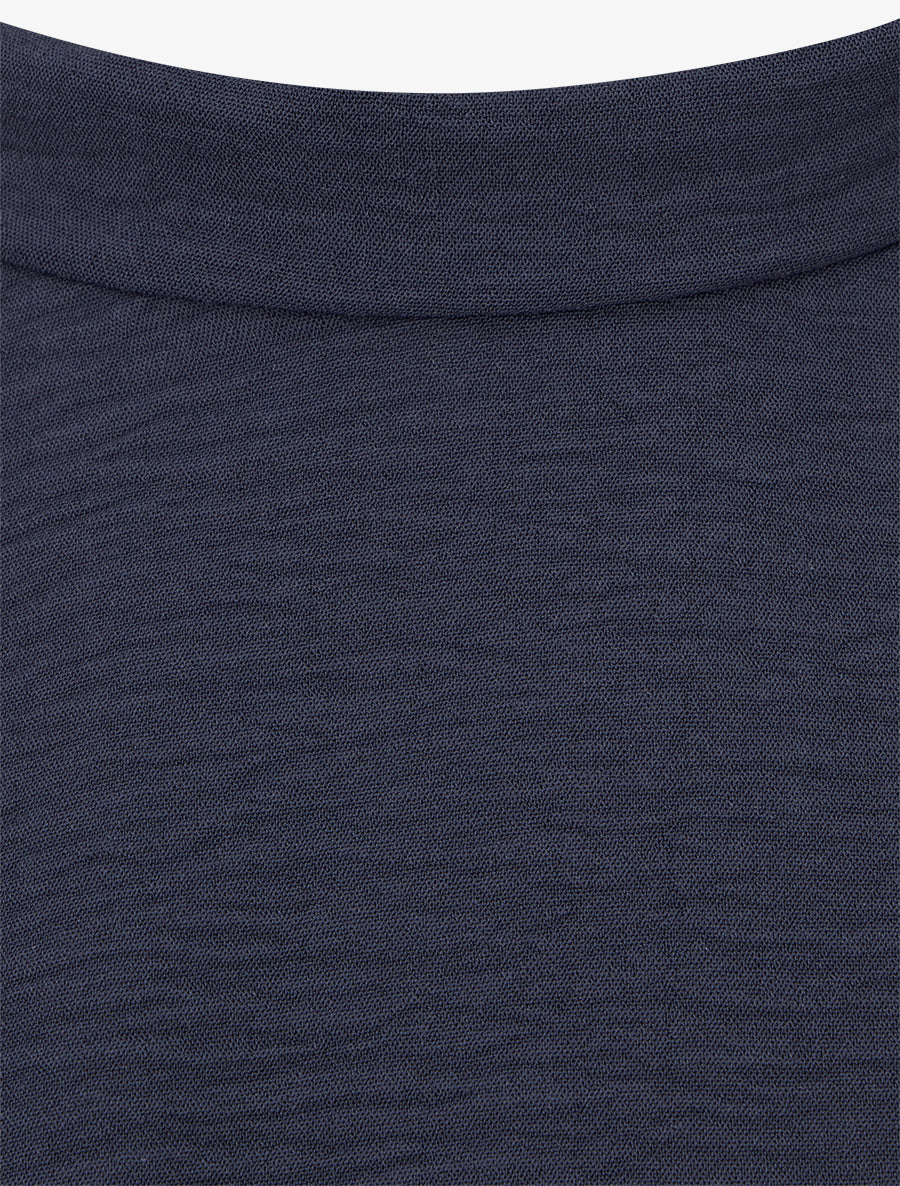 Robe évasée sans manches à épaules froncées - Marine - 3
