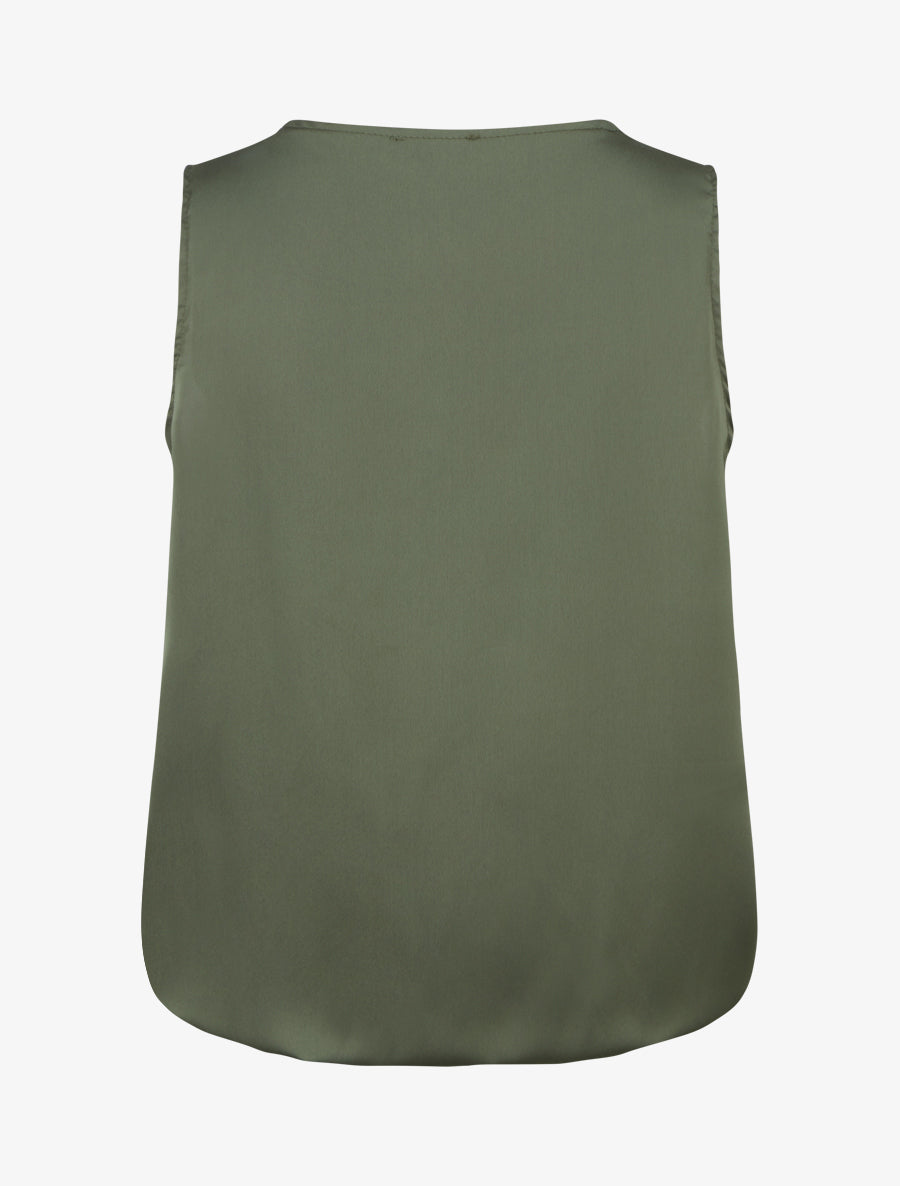 Top boule satiné à bijou métallique - Kaki - 2