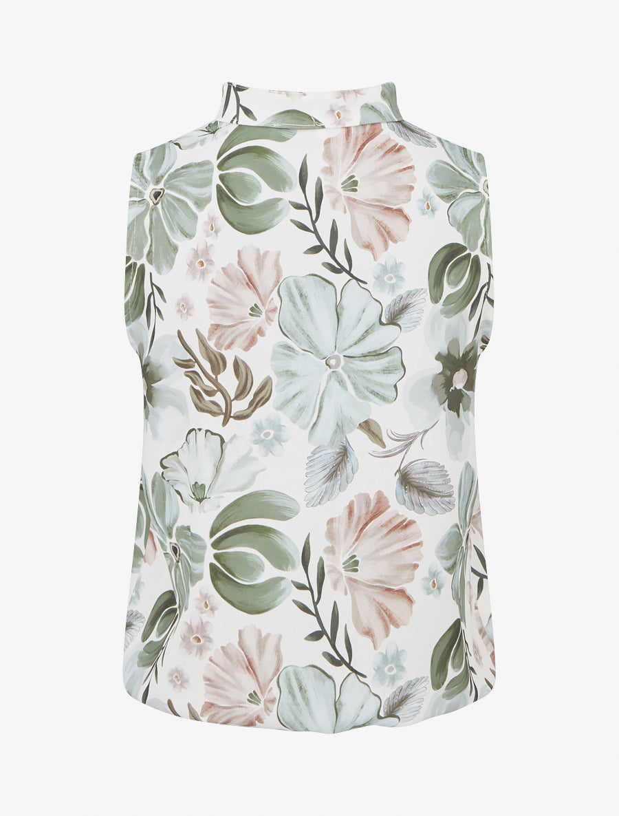 Top sans manches imprimé fleuri - Kaki - 2