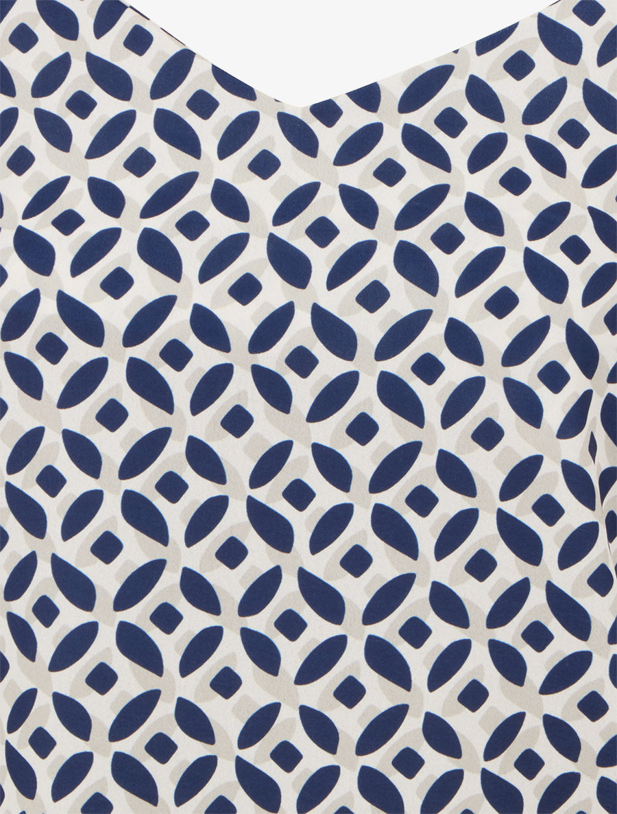 Caraco imprimé fantaisie à nouer - Marine - 3