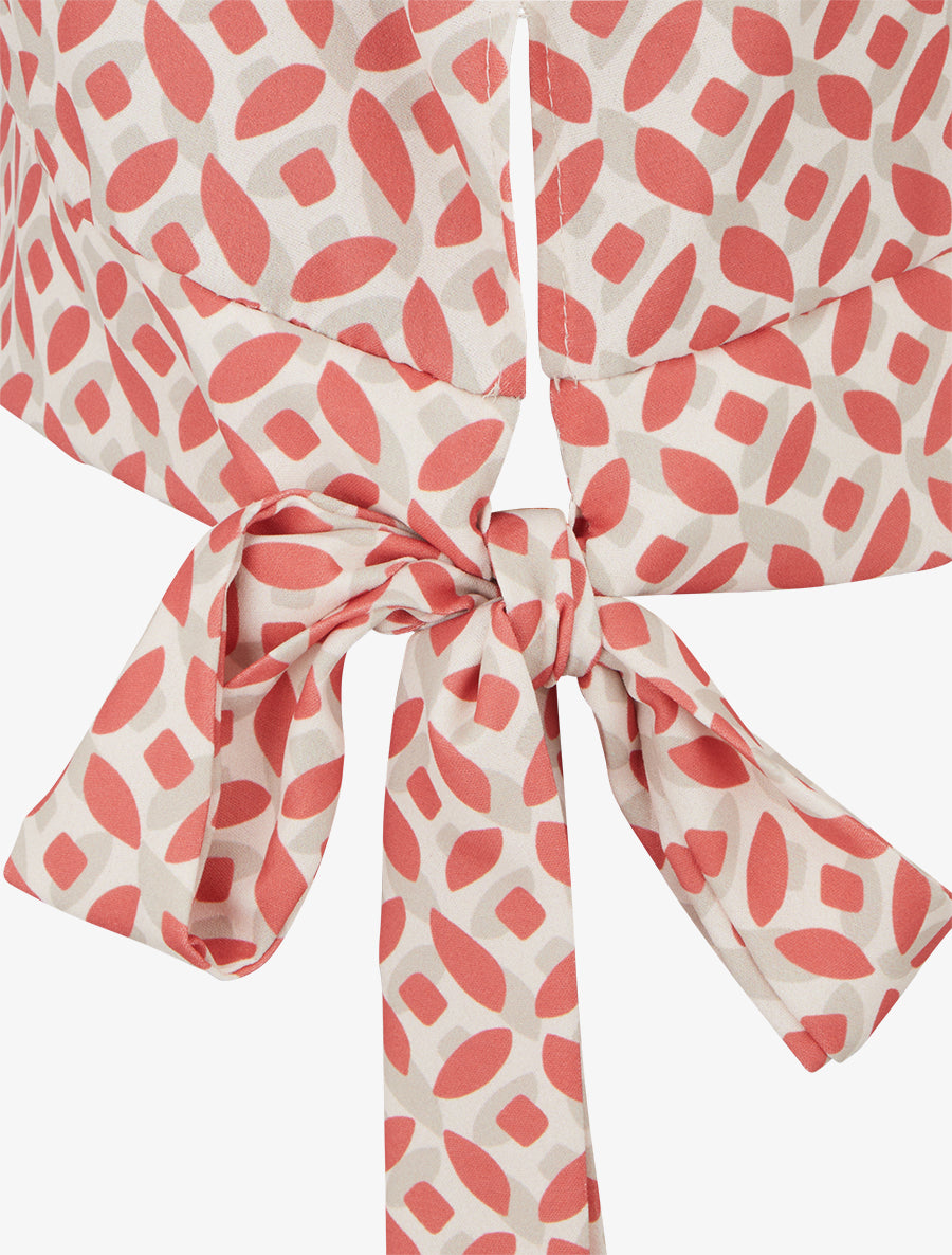 Caraco imprimé fantaisie à nouer - Rouge - 3
