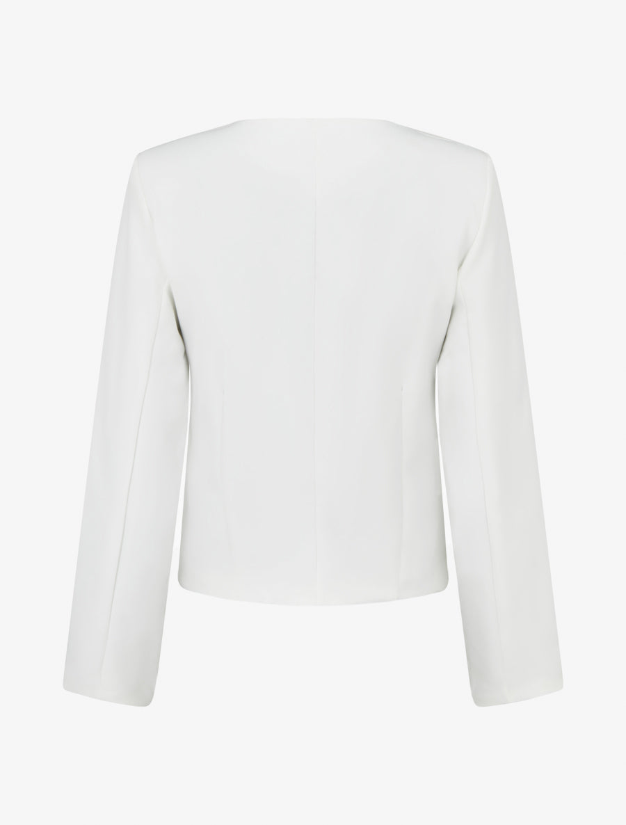 Veste droite à col rond et épaulettes - Blanc - 2