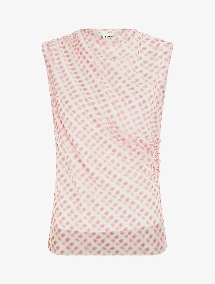 Top sans manches en tulle à pois - Rose - 1