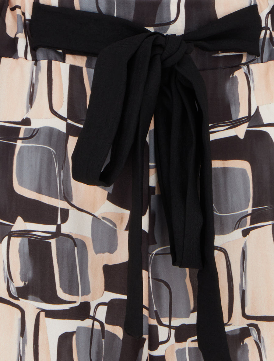 Pantalon ample imprimé graphique - Noir - 3