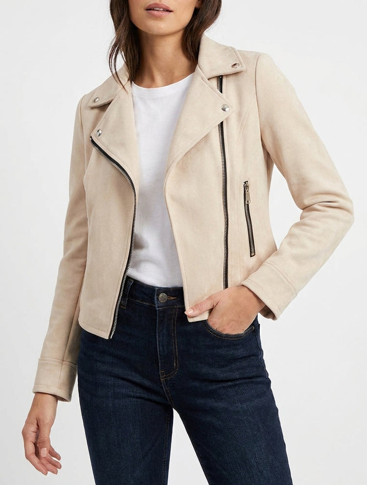 Chaqueta de ante estilo perfecto - Beis