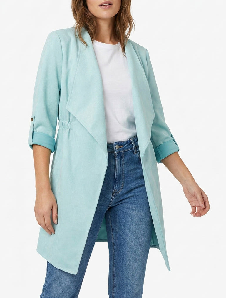 Chaqueta de media longitud de ante. - Azul claro