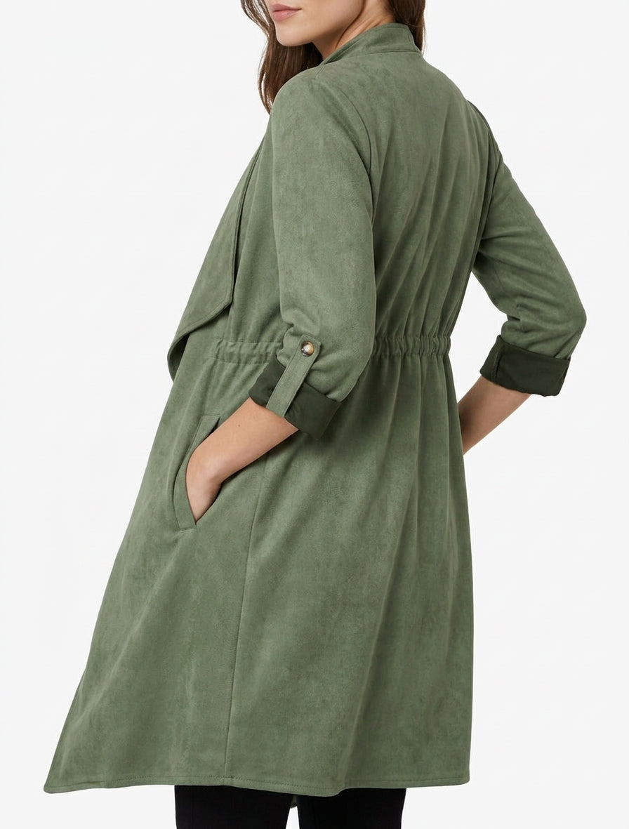 Chaqueta de media longitud de ante. - Caqui