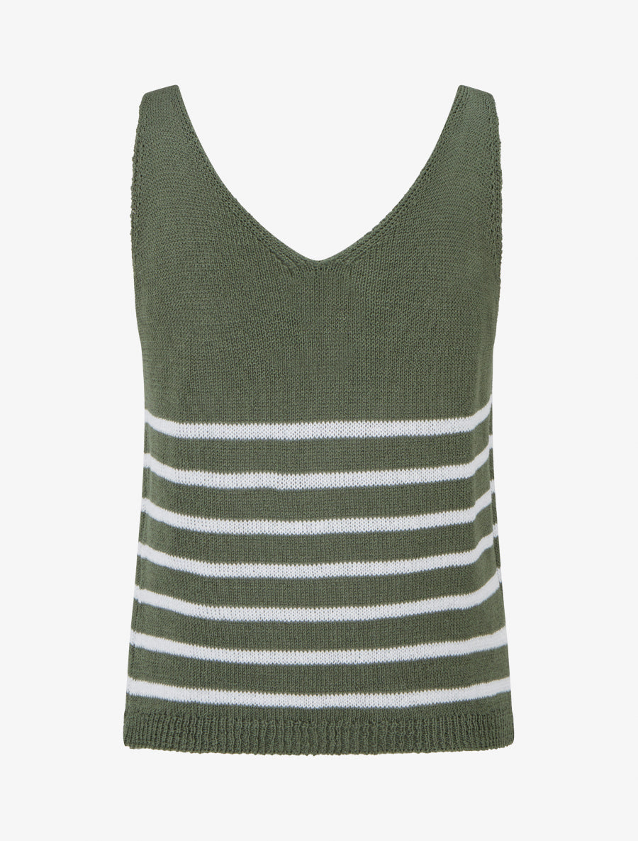 Débardeur en maille à rayures - Kaki - 2