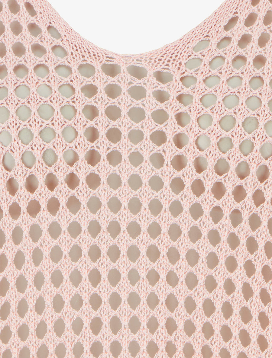 Pull uni ajouré à manches courtes - Rose - 3