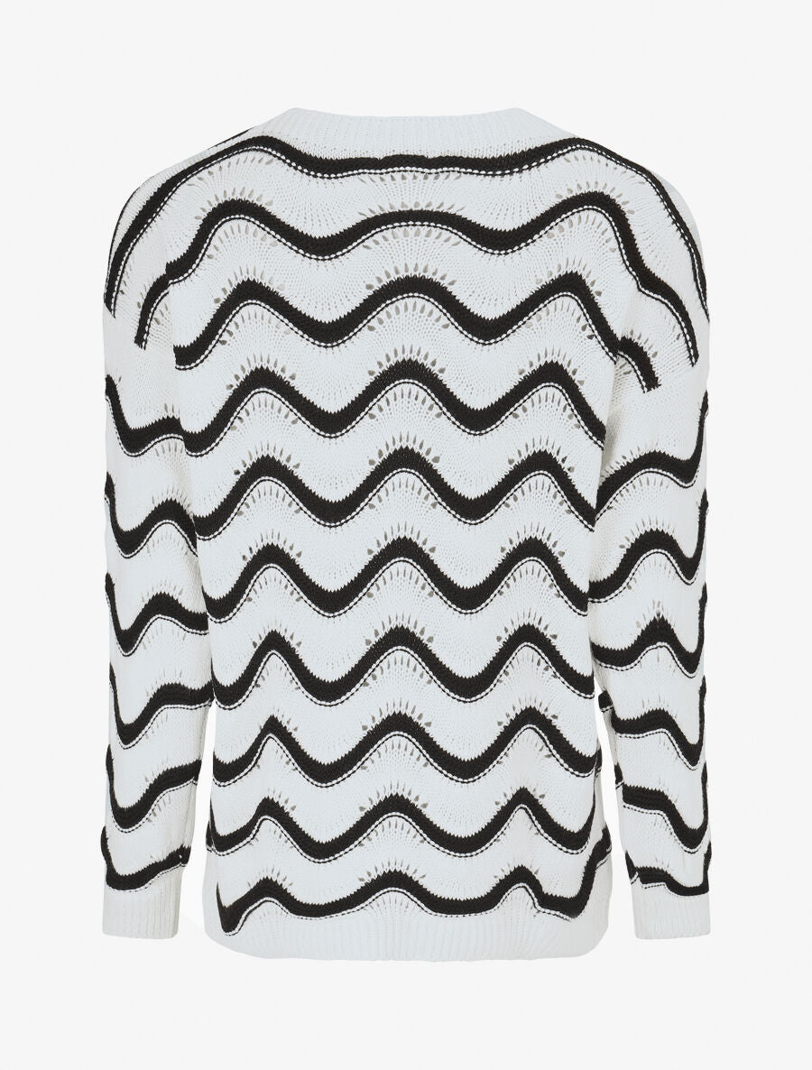 Pull ajouré en maille à vagues - Noir - 2
