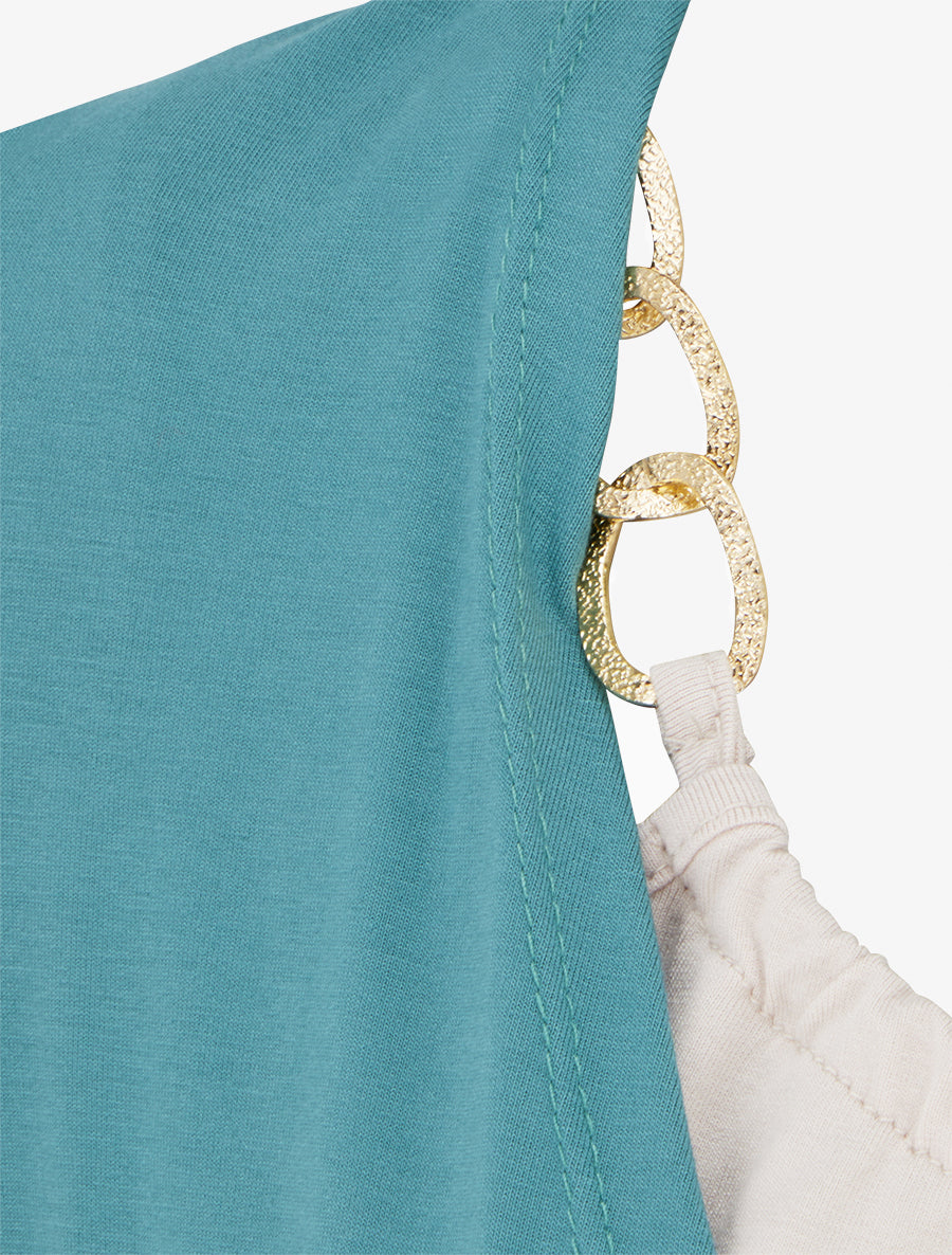 Top effet superposé à chaînes - Turquoise - 3