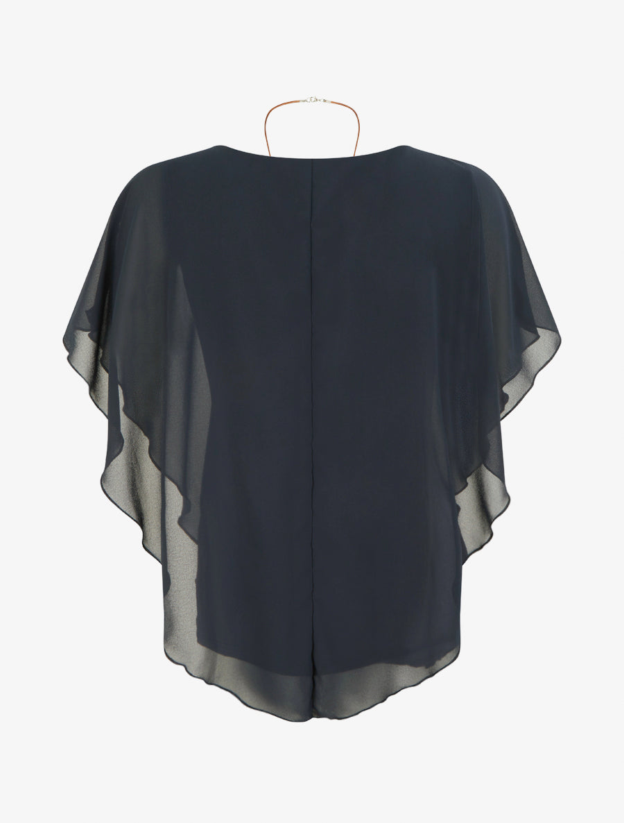 Top droit fluide en voile - Marine - 2