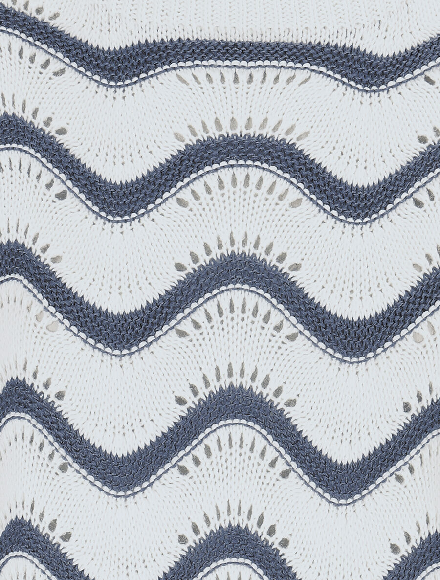 Pull ajouré en maille à vagues - Bleu charrette - 3