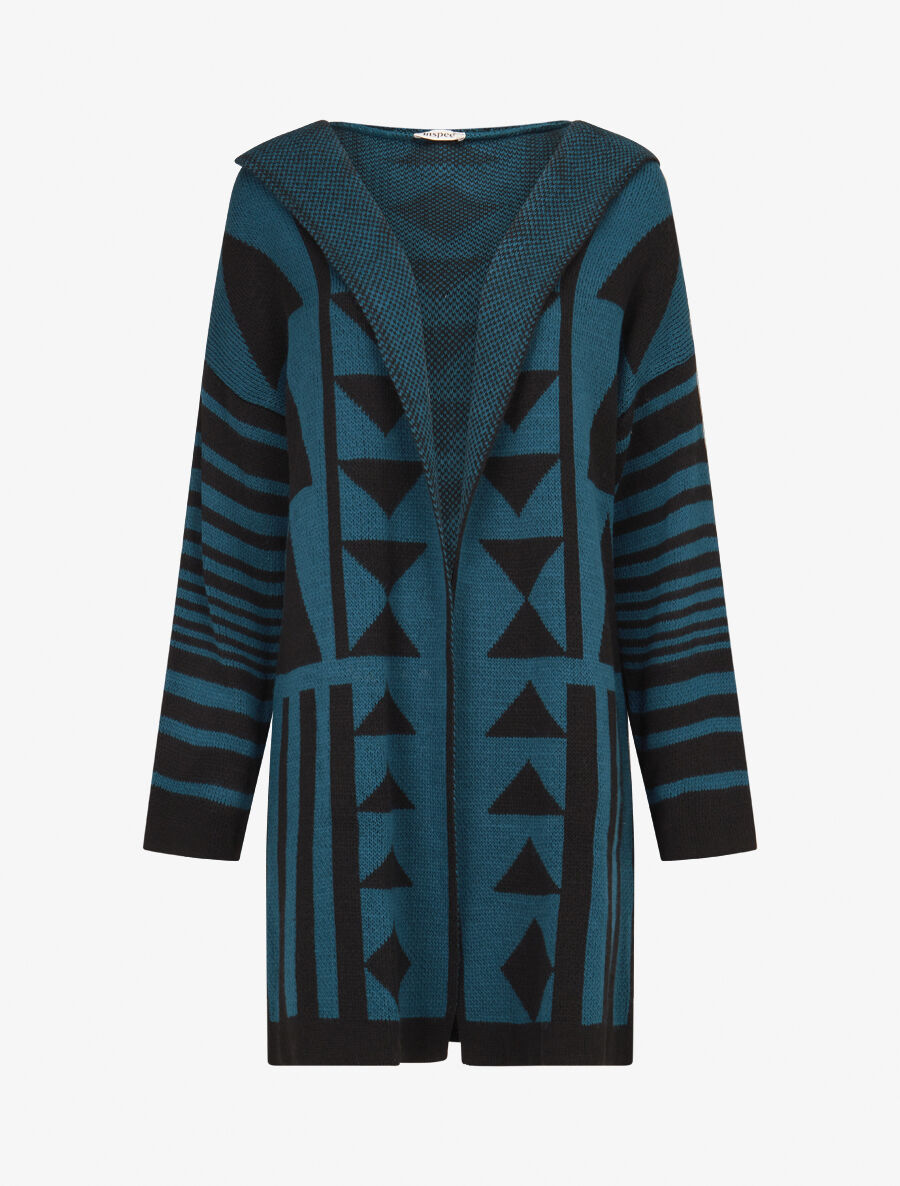 Gilet imprimé aztèque - Bleu pétrole - 1