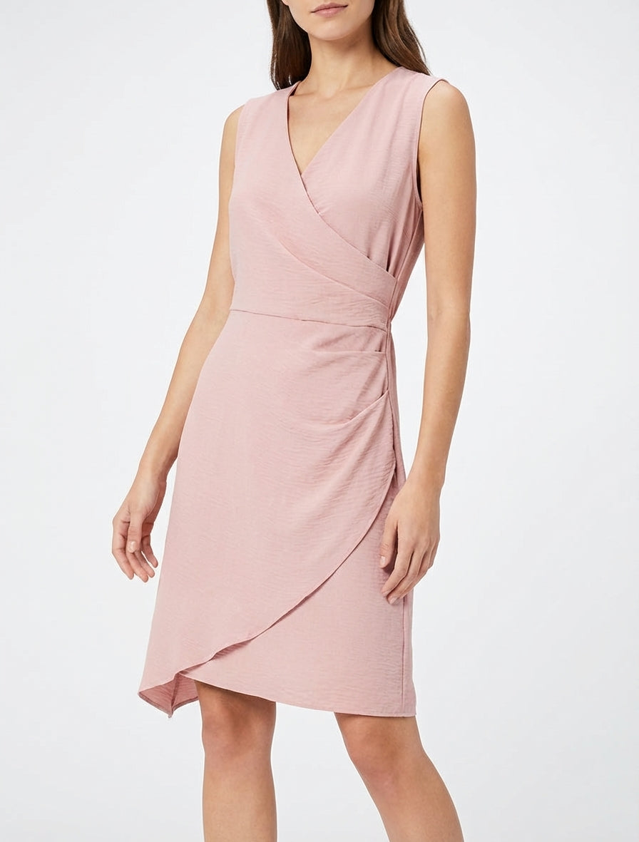 Vestido sin mangas estilo cruzado - Rosa