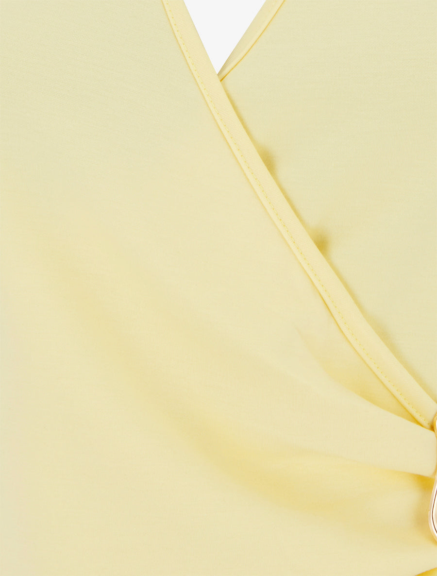Top à dos nu et empiècement bijou - Jaune - 3