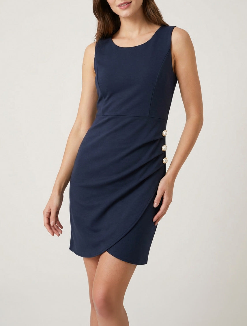 Vestido ajustado con botones decorativos - Marine