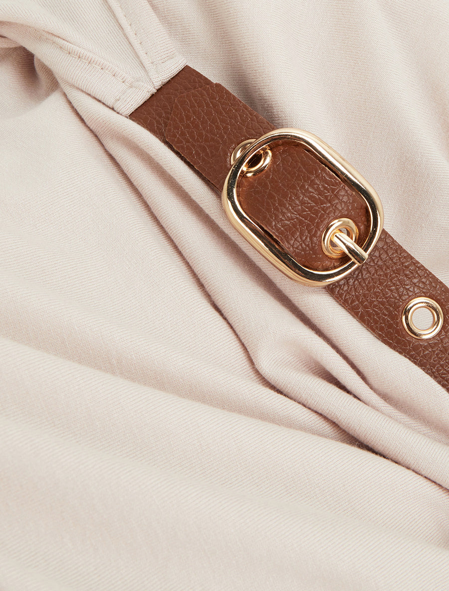 Top fluide à bretelle en simili - Beige - 3