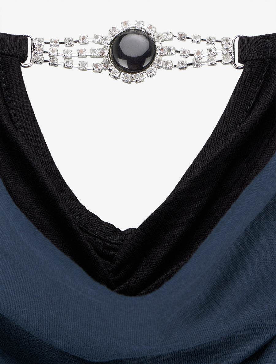 Top sans manches effet superposé à bijou - Marine - 3