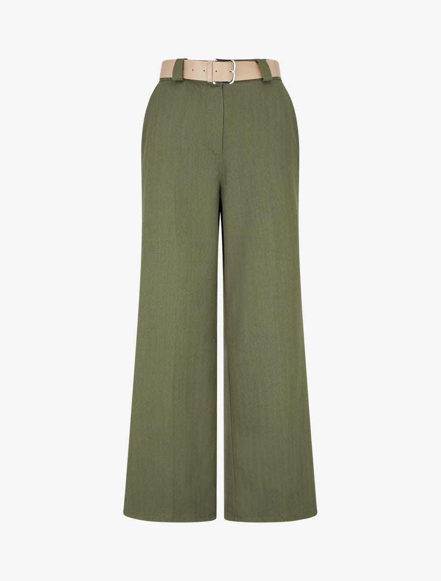 Pantalon ample à motif rayé - Kaki - 1