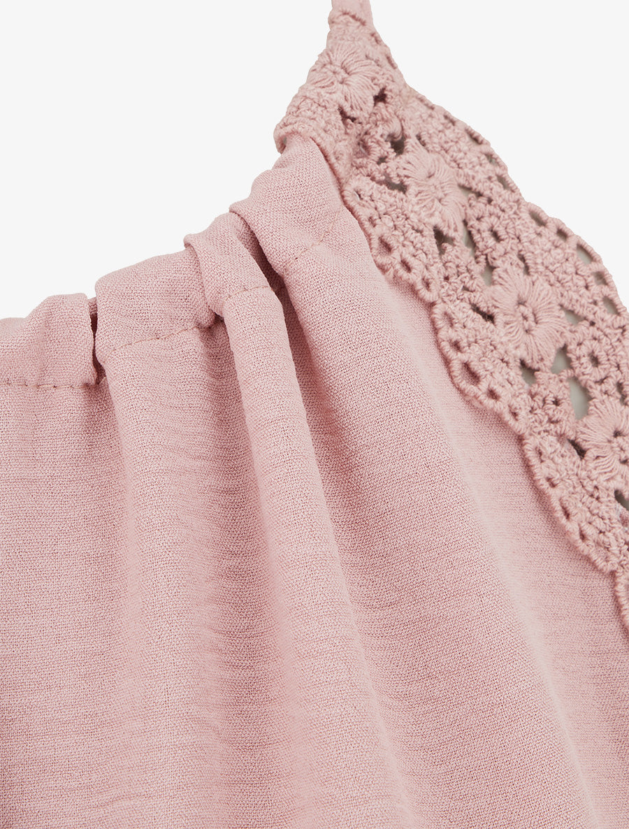 Combishort à dentelle et dos ouvert - Rose - 3