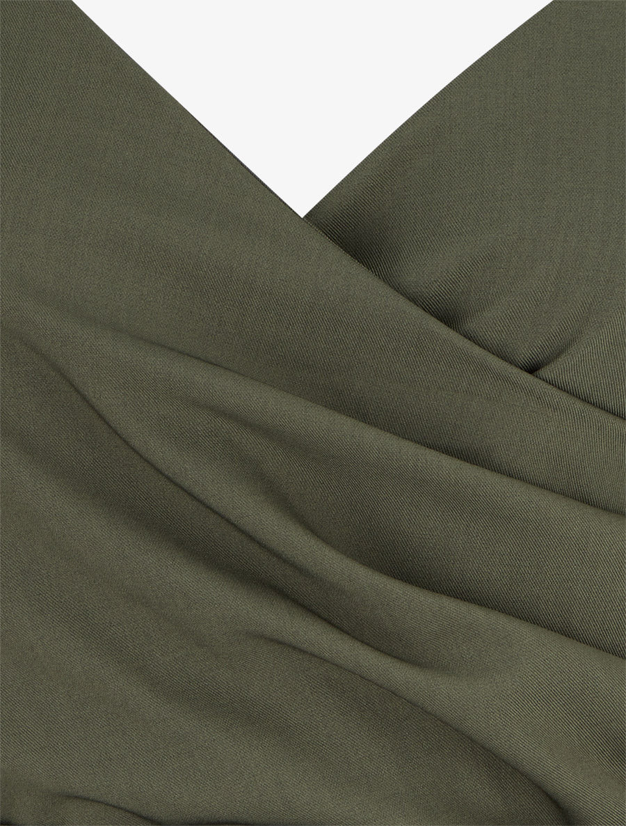 Combishort fluide à fines bretelles - Kaki - 3