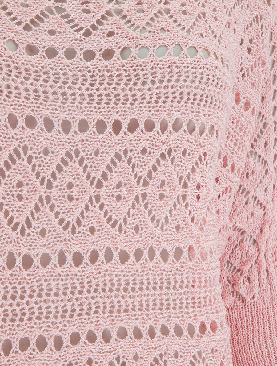 Top uni en maille ajourée - Rose - 3