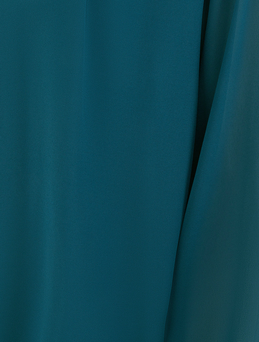 Blouse unie à poignets élastiqués - Bleu canard - 3